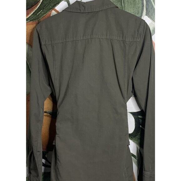 NSF Womens Small Army Green Button Front Twill Corset Jacket Front Pockets - Picture 4 of 4